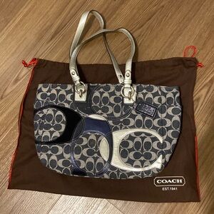 Coach purse denim with silver